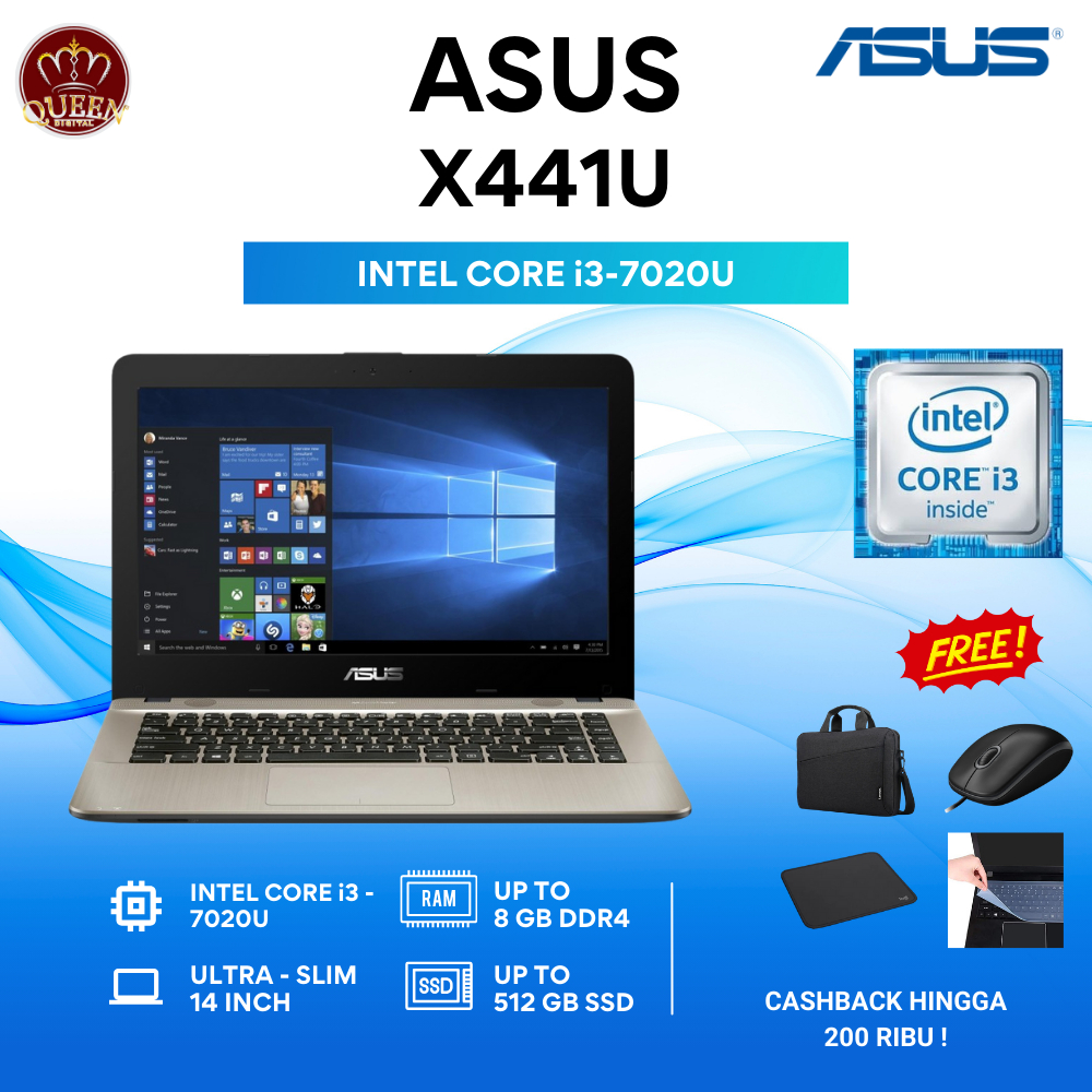 ASUS X441U | INTEL CORE i3-7020U | 8GB RAM | SSD 512GB | 14 INCH