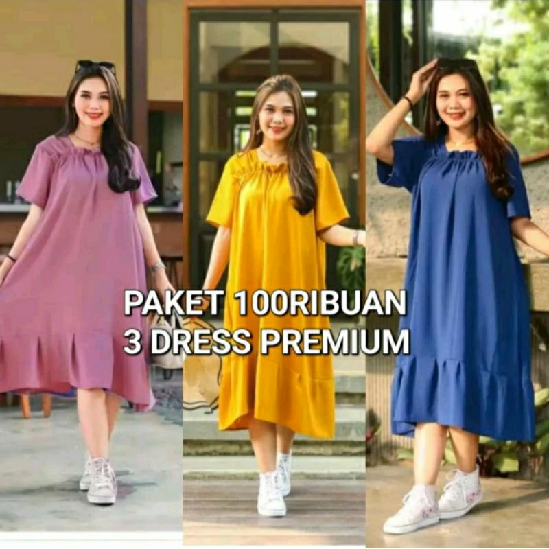 Dress Daster Fuji Crinkle  Airflow 100 Ribu Dapat 3 Pcs Random
