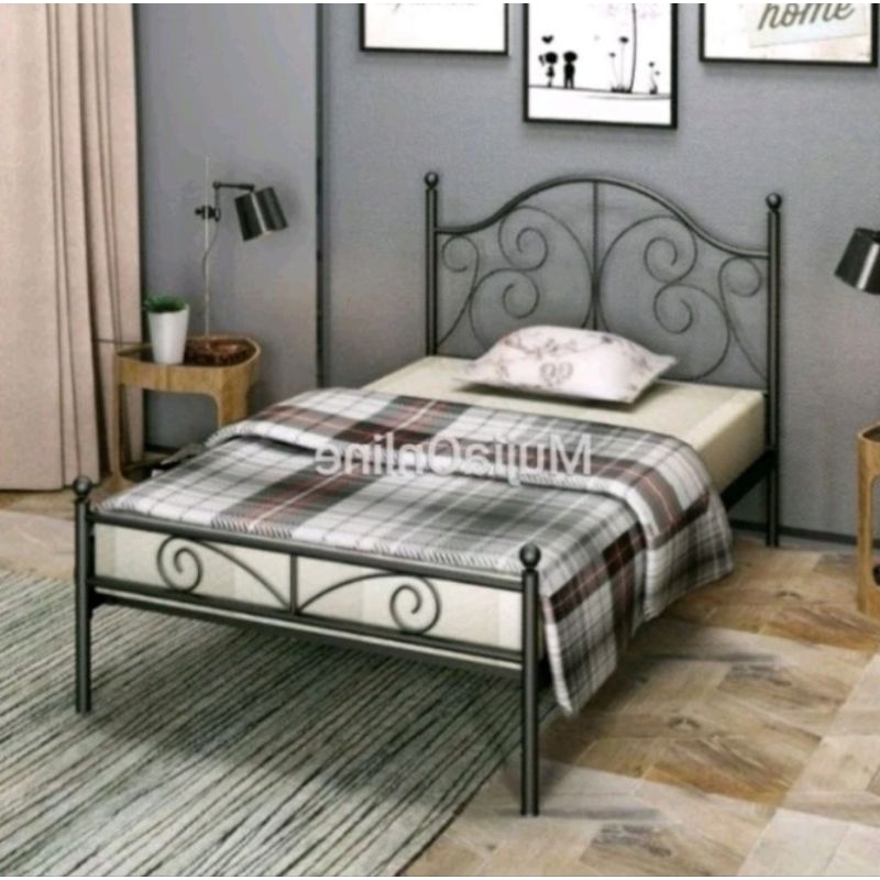 Ranjang Klasik Besi Dipan 120-160x200cm Kuat Murah Mewah Kirim Se-Indonesia Costum