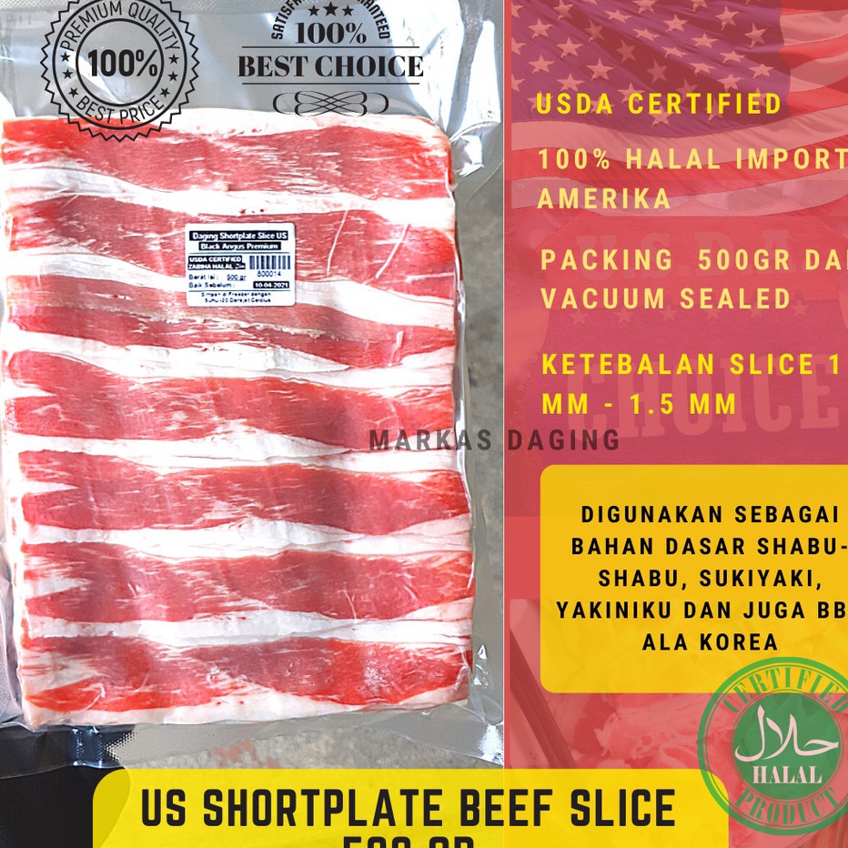 

TERMURAH US Slice Beef DAGING SAPI Shortplate 5gr RICEBOWL Yoshinoya Yakiniku