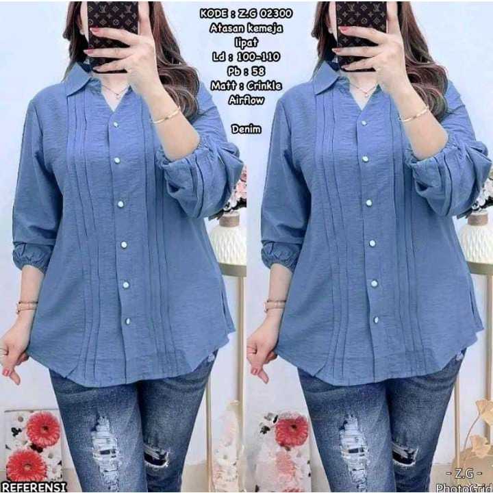 KEMEJA WANITA CRINKLE AIR FLOW PREMIUM TERBARU / ATASAN WANITA KEKINIAN / BAJU WANITA BAHAN CRINKLE 