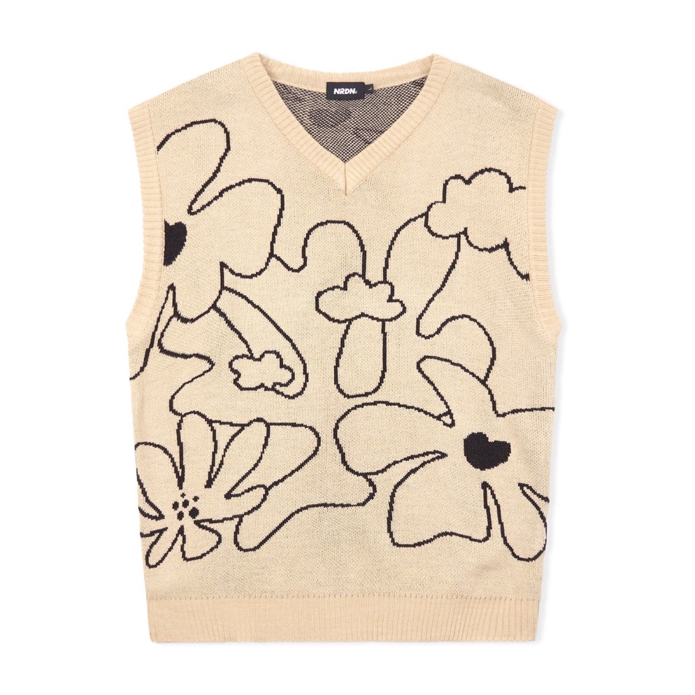 NRDN Clothing Sweater FLOWER LINE VEST CREAM