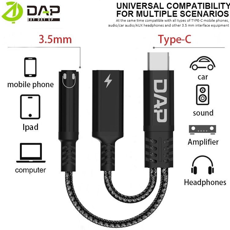 LiQ Kabel Audio AUX 2 in 1 Type C to 35mm  Type C DAU15 Original DAP