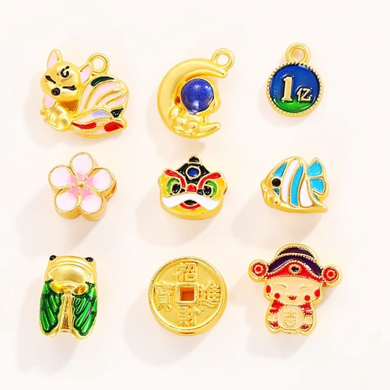 Burning Blue Amass Fortunes Coin Golden Cicada Diy Bracelet Pendant Alluvial Gold Accessories Handma