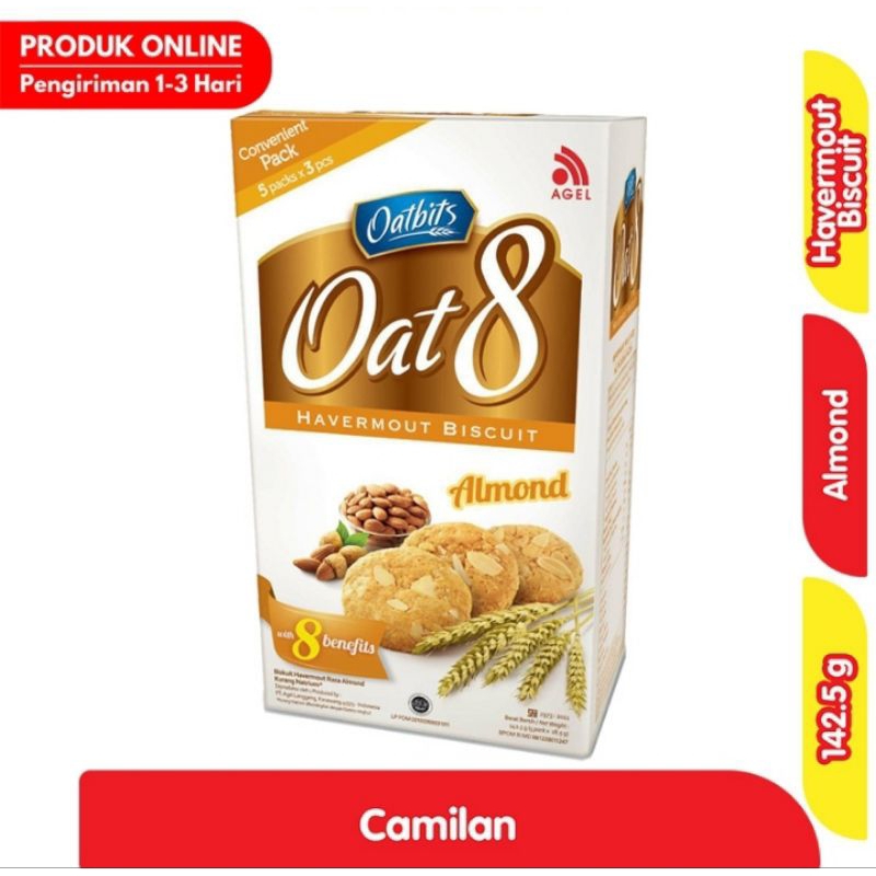 

Oatbits Oat 8 Biskuit Havermout Almond 142,5 g