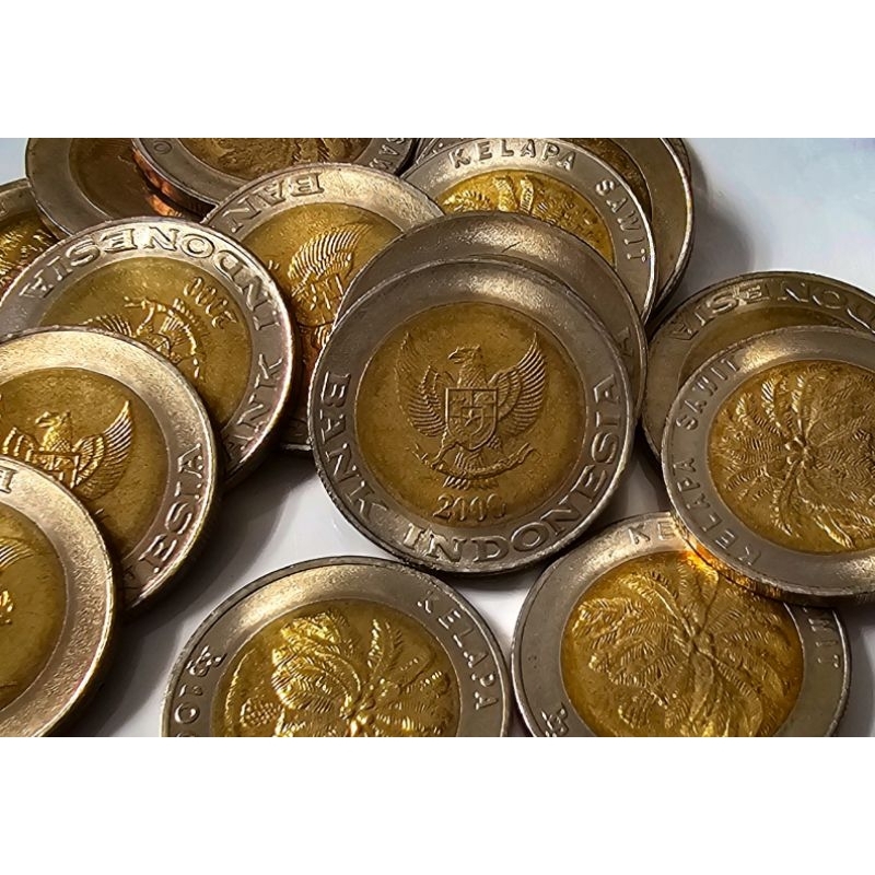 koin kelapa sawit bimetal rp 1000 tahun 2000 kondisi masih baru original