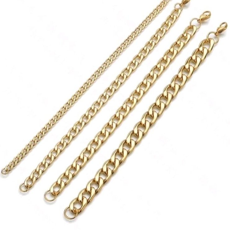 gelang model rantai stang titanium anti karat anti luntur laki-laki perempuan