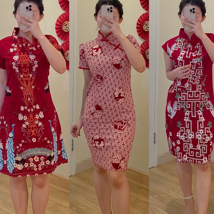 Terlaku DUJOURE  Cheongsam Dress Imlek Qibao Dress Batik Cheongsam Jumbo Bigsize Dress