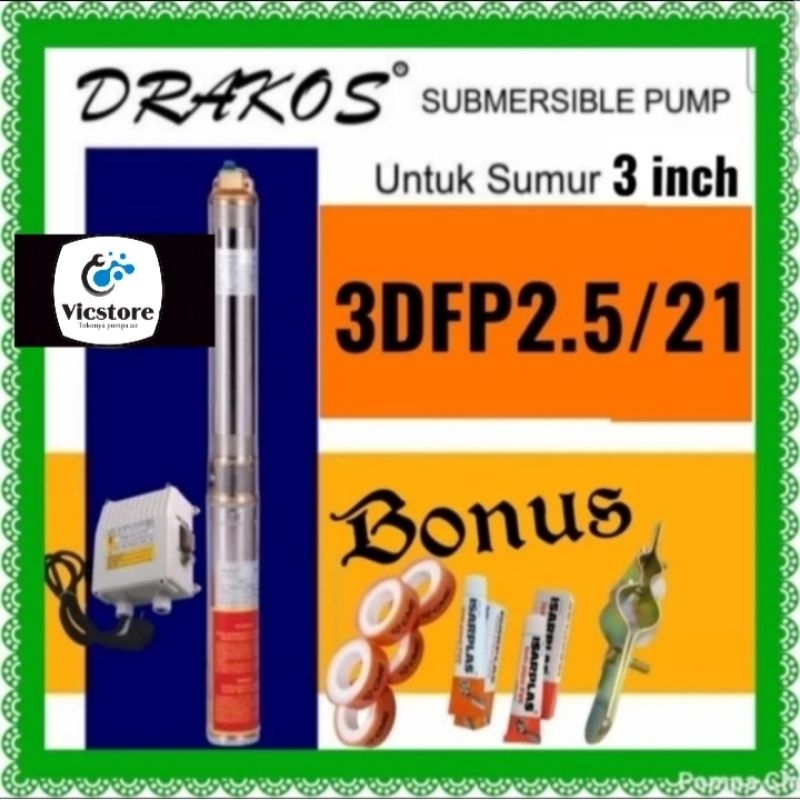 Garansi pompa satelit Drakos 3dfp 2.5 submersible 3" sq 1hp sibel celup rendam