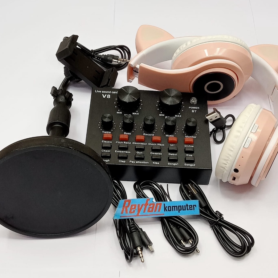 MEGA SALE Alat Live Streaming Tiktok Youtube Sound card V8 Mixer Dan Mic BM 8 SoundCard V8 MIXER Aud