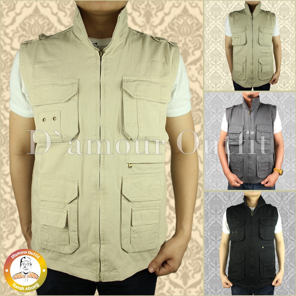BEST SELLER Rompi Outdoor Casual Pria Polos Kanvas Twill Body Vest Gunung Tactical Lapangan Cowo Jak