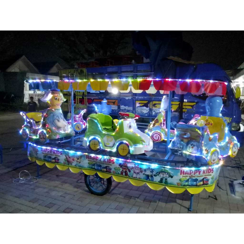 odong odong wahana kereta panggung fiber kartun isi 6