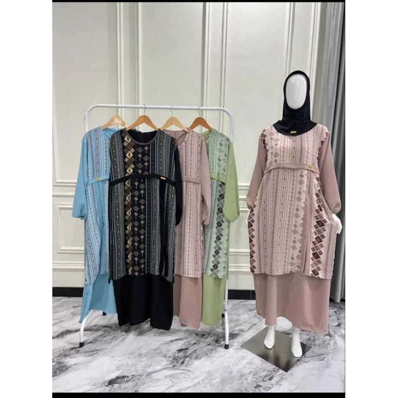 Gamis Crinkle Motif Terbaru 2024 Gamis Jumbo Bahan Crinkle Airflow