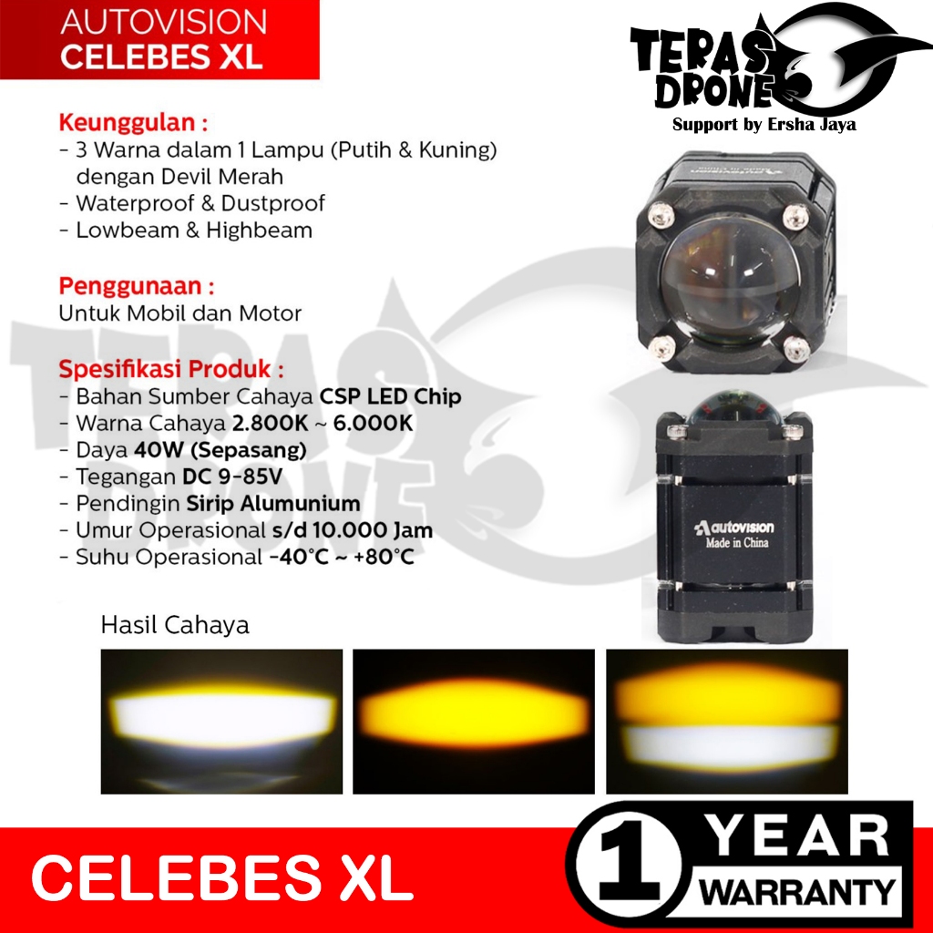 Mini BILED Projector Autovision Celebes - 40 Watt - Garansi Resmi