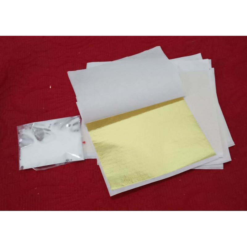 gold leaf/prada emas/gold foil/lapis emas/perak/metalik bonus lem prada/ lem gold  leaf. Cara baru u