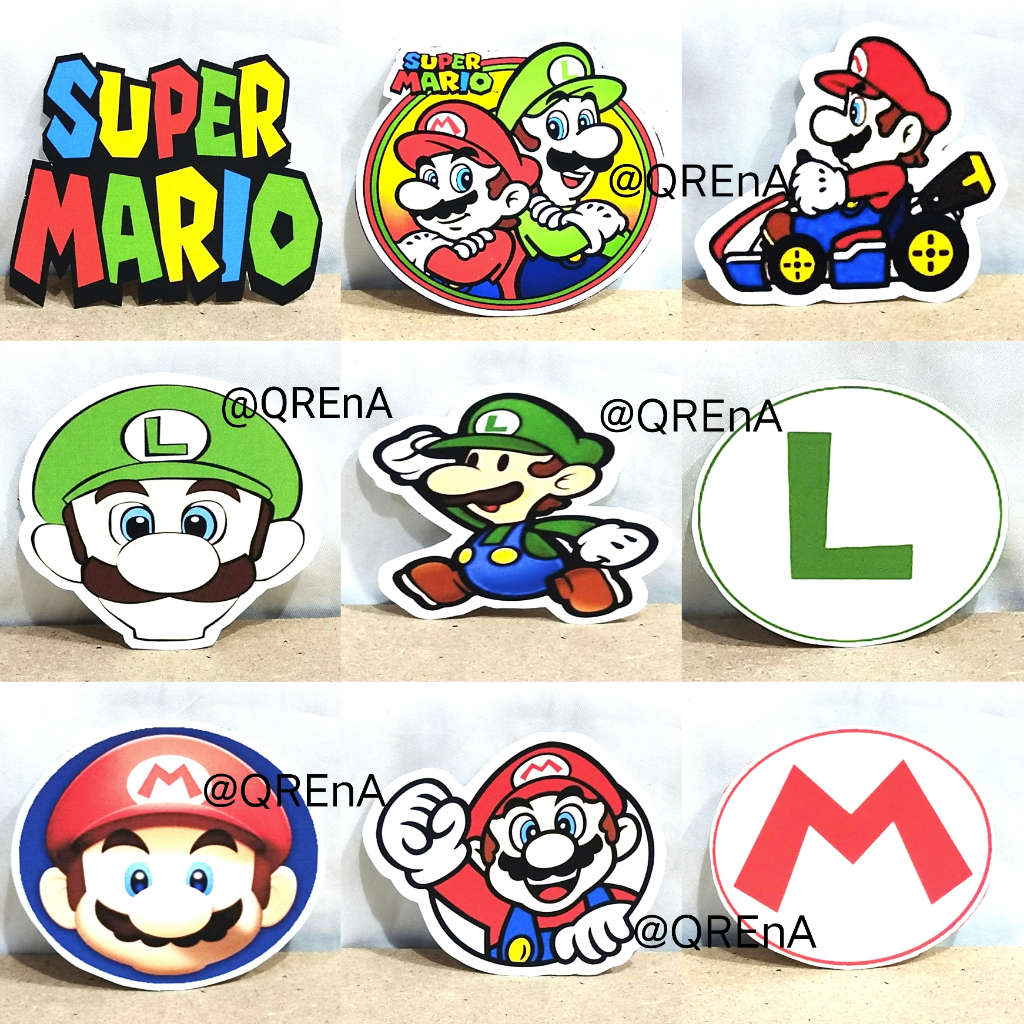 

Stiker Super Mario Bross Vinyl Waterprof /Stiker Luigi Bahan Vinyl Anti Air