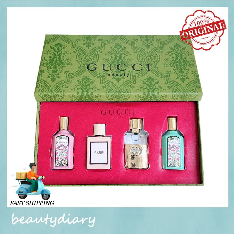 【100% Original】5ML*4 GUCCI BEAUTY 4 IN 1 PERFUME SET Beauty 4 Pc Mini Coffret Gift Set EDT&EDP perfu