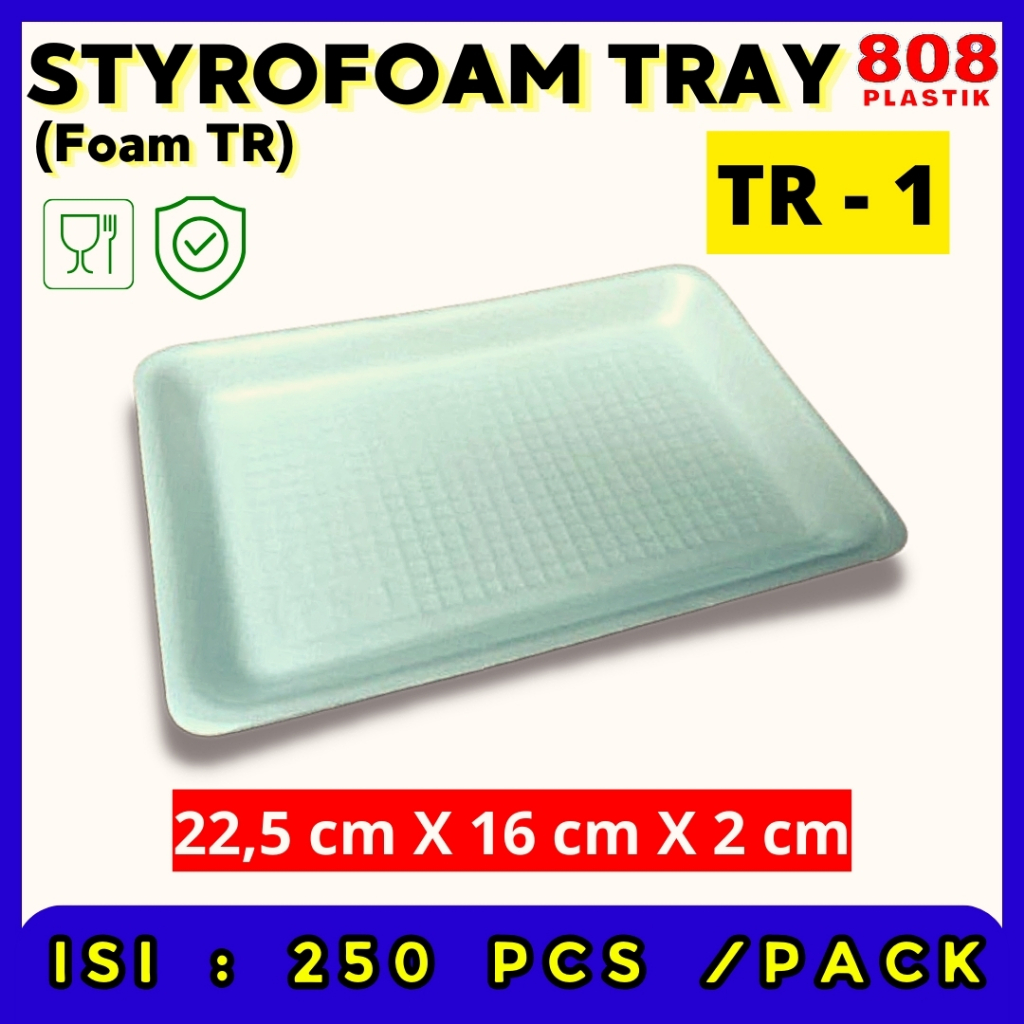 

Styrofoam Tray TR1 Buah Daging Sayur Sterofoam Gabus Wadah Makanan Foam Tray TR-1 (Isi 250 Pcs)