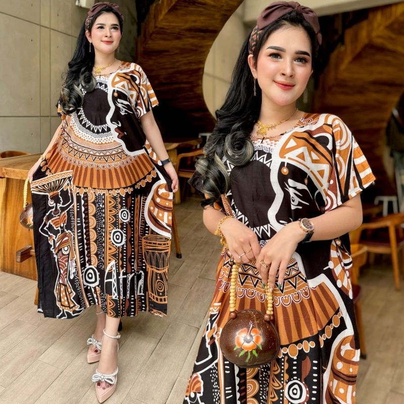 Daster Lowo Jumbo Busui Desy Afrika Resliting bahan rayon dress santung Resleting depan busui