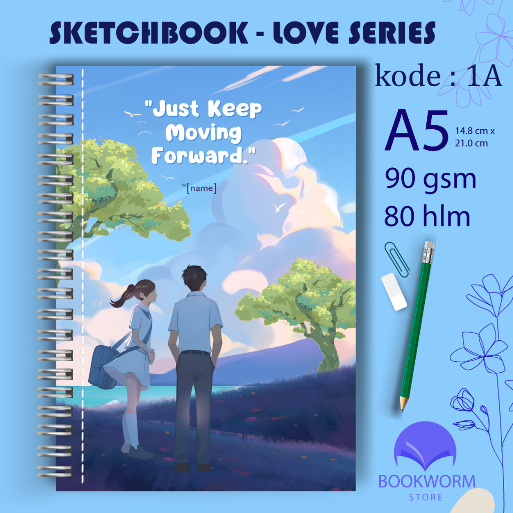 

SKETCHBOOK Custom A5 - Love Series | Gratis Nama Sendiri / Pasangan | Bookpaper 90 gsm (tebal) | 80 hlm | Cover TEBAL