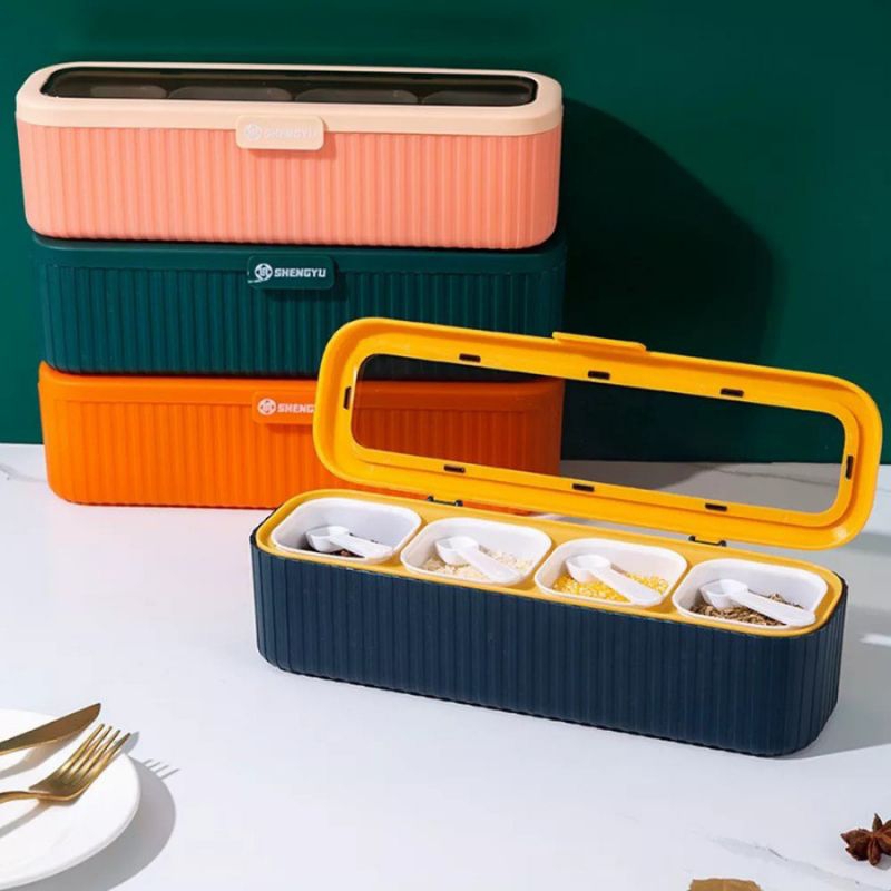 Toples Plastik Wadah Bumbu Sekat Mangkok Kecil Sendok Bumbu Tabur Bumbu Kering