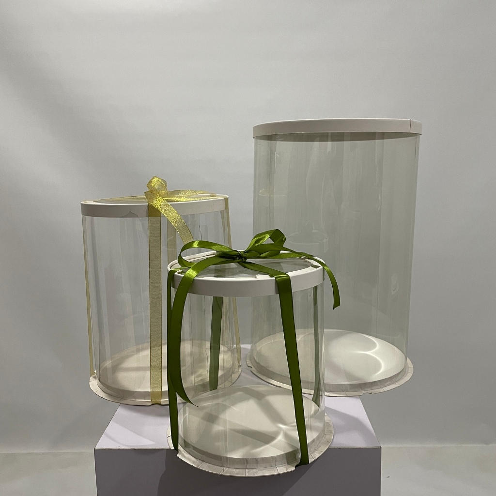 

BOX KUE MIKA BULAT Kotak Mika Kue Bulat Box Money Cake Box Bunga Transparant