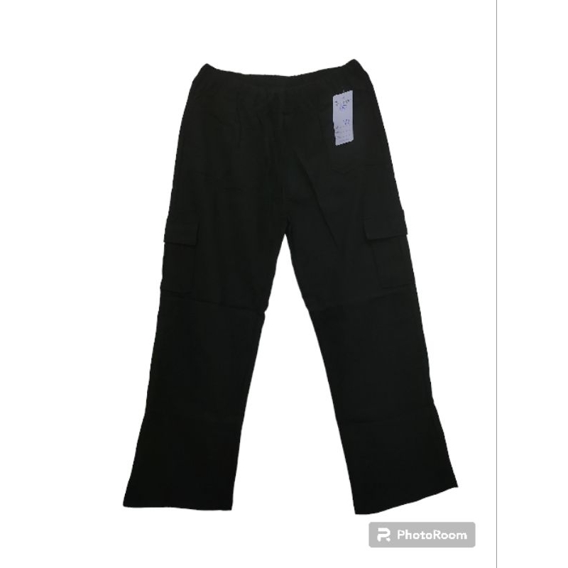 Celana softjeans kulot cargo baggy kantong depan kiri kanan pinggang serut polos standar jumbo lp 11