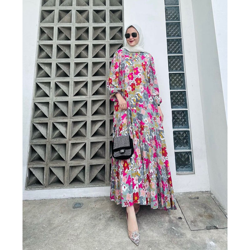 yumna dress gamis viral bunga