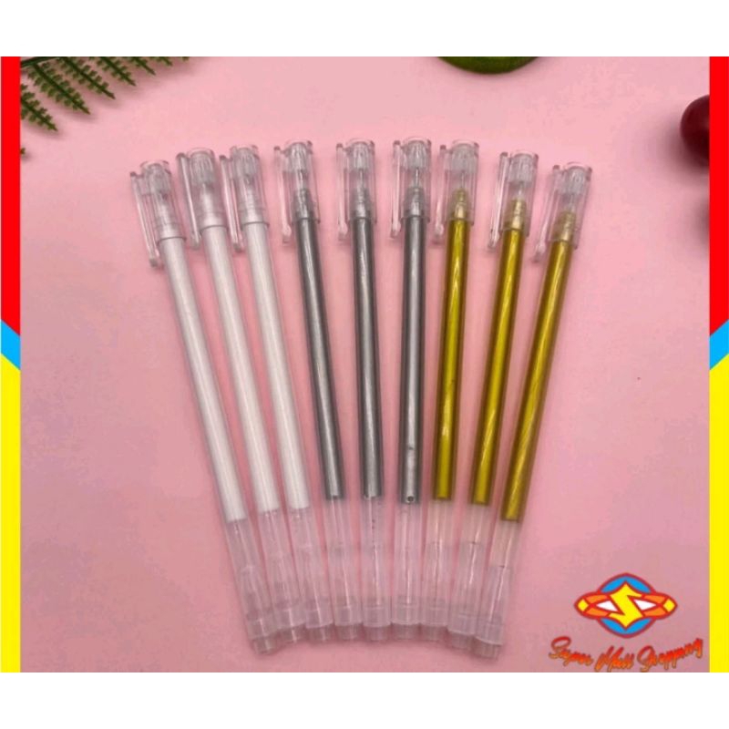 

PENA PEN GEL PUTIH SILVER GOLD METALIK COLOUR MURAH SAMOYED