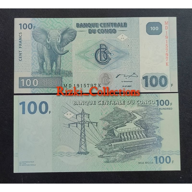 uang asing kertas CONGO 100 FRANCS