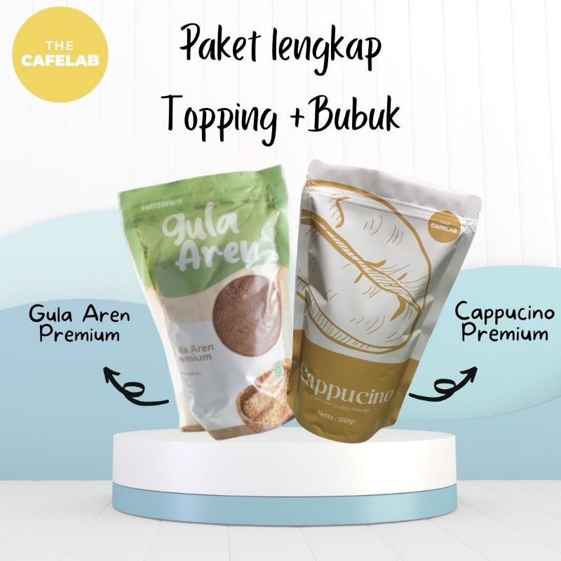 

Bubuk Minuman Rasa Paket Lengkap Cappucino + Gula Aren Premium 500gr/ All Premium dan Terlaris/ Cafelab