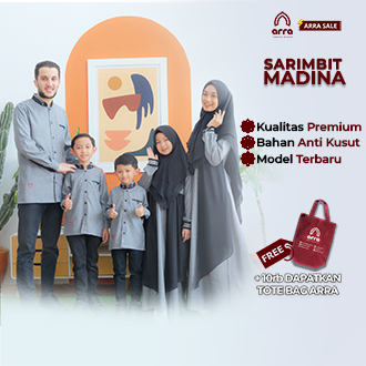 Madina Sarimbit Set Keluarga (Koko, Gamis, Kerudung) Warna Charcoal - Bahan Ceruti Baby dolll