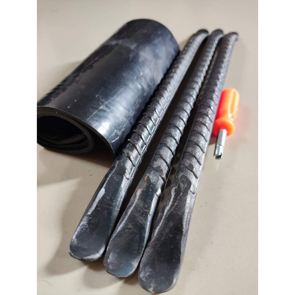 cukit ban motor pencongkel ban motor besi ulir 12mm+obeng cop+karet vulkanisir 3in1