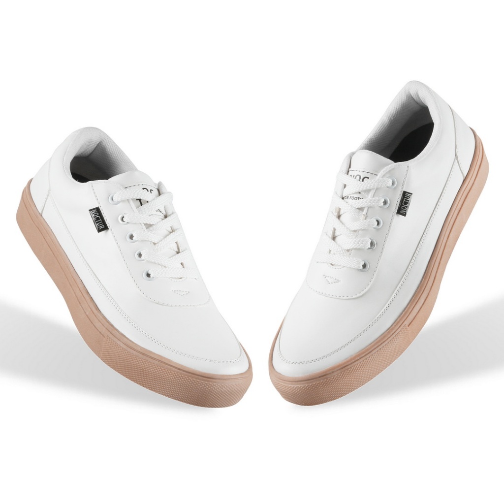Sepatu Sneakers Pria Casual Kerja Kuliah Trendy Full White