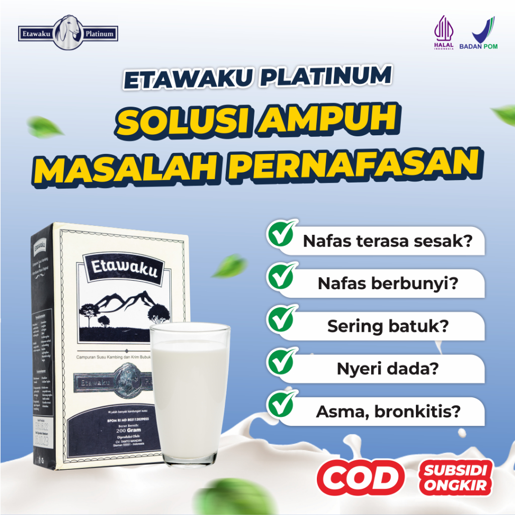 

Etawaku Platinum Original Susu Kambing Etawa Sehatkan Pernapasan Cegah Penyakit Paru-paru TBC