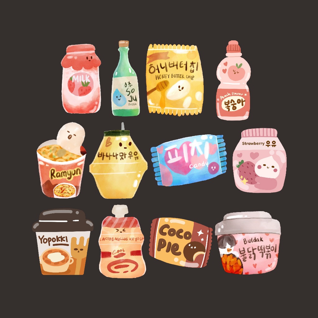 

READY STOCK Stiker Diecut Korean Mart by Moara Merch