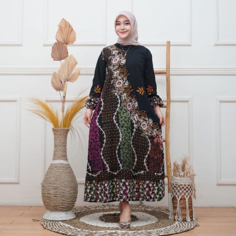 Gamis Batik | Gamis Batik Cap Coletan | Gamis Wanita Elegan Simple Kirana AB