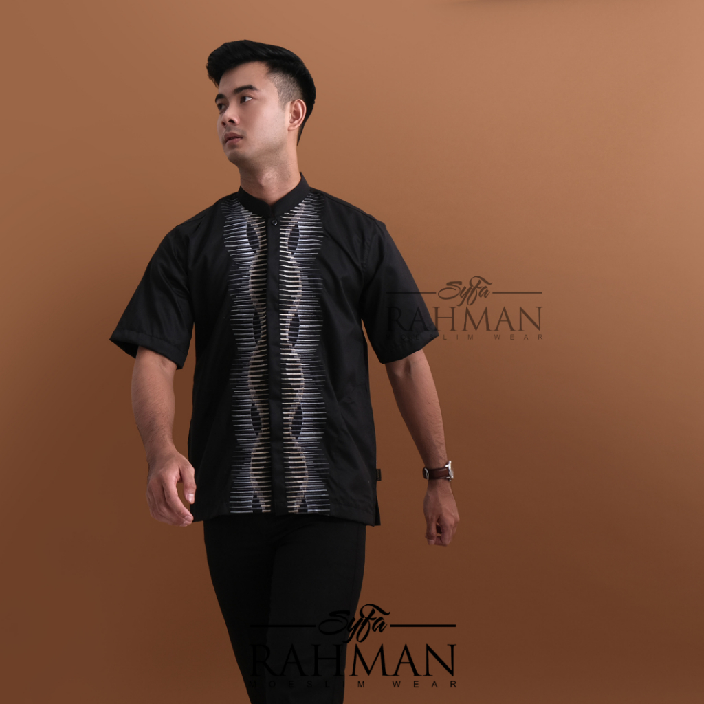 Syfa Rahman - Baju Kemeja Koko Bordir Lengan Pendek Katun Rizky Series