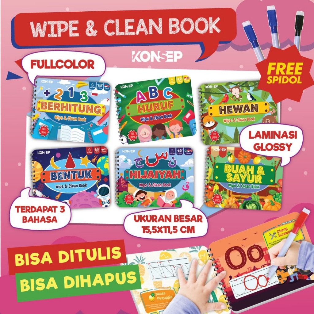 

Konsep Wipe Clean Book Buku edukasi Anak Belajar Menulis Dan Membaca