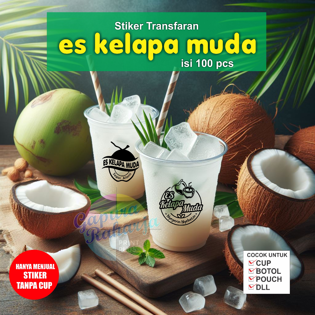 

Stiker Es Kelapa Muda Transfaran isi 100