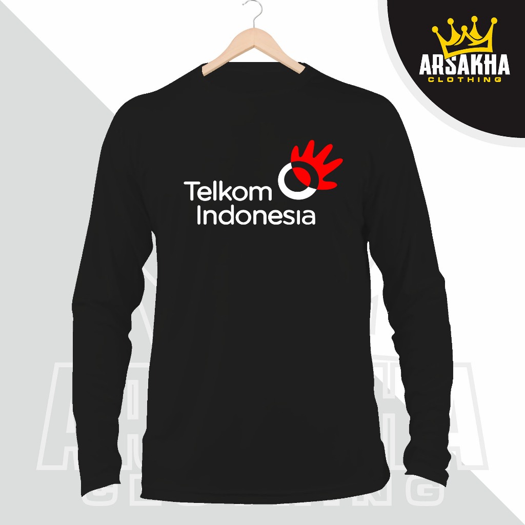 Kaos LENGAN PANJANG TELKOM INDONESIA  Baju Distro Katun Combed 30s - Arsakha Clothing