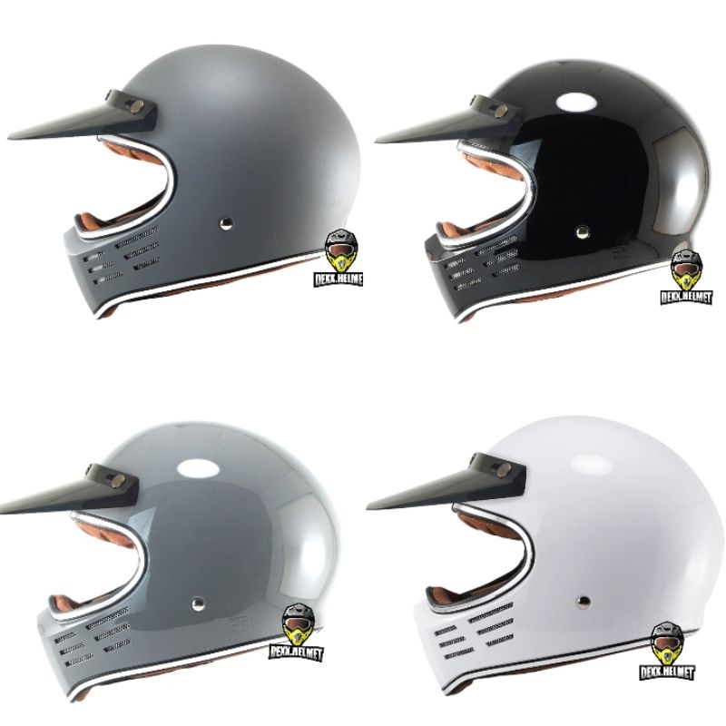 Helm Cakil Retro Jitsu Solid Original Full Face SNI