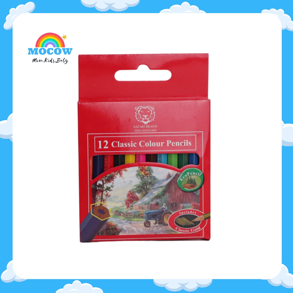 

Pensil Warna SAFARI 12pcs Kecil / 12 CLASSIC COLOUR PENCILS / pensil warna 12 warna safari brand