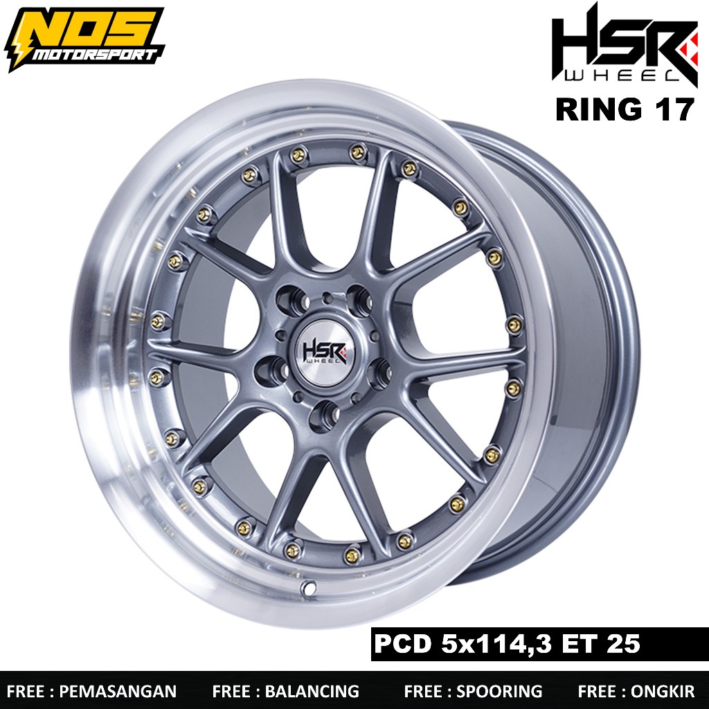 Velg celong ring 17 hsr untuk mobil camry,accord,inova,dll lubang baut 5 warna grey