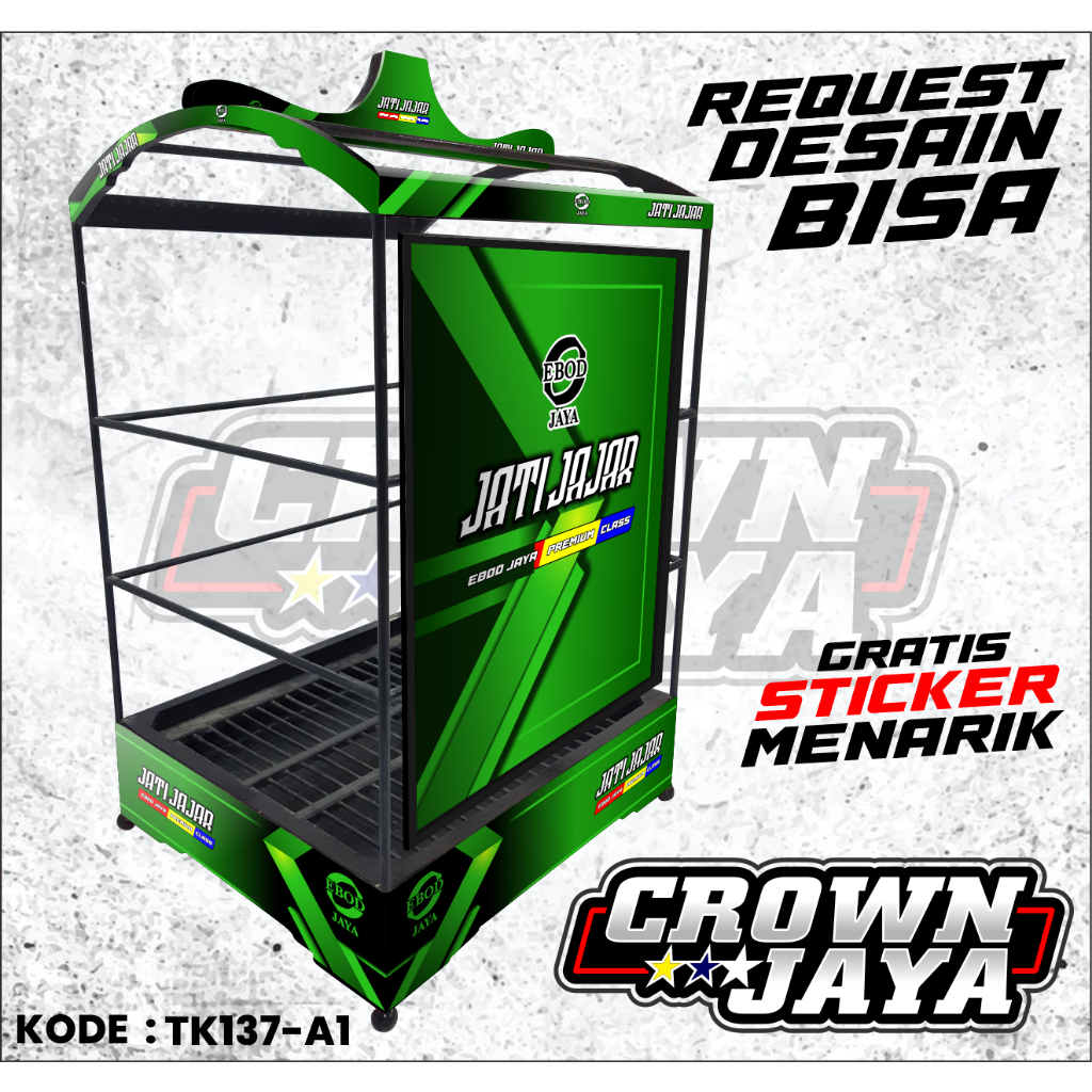 Sticker Decal Sangkar Kotak Kenari Kacer Motif EBOD JATIJAJAR Nomer 1 2 3 / Decal Sangkar Custom Mot