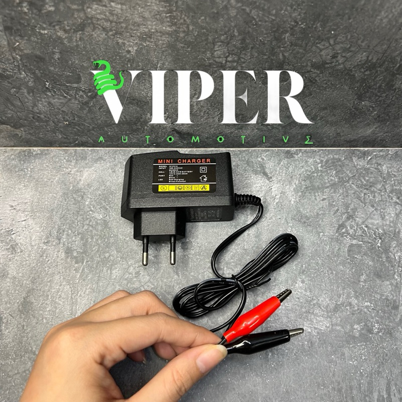 Charger Aki 12 Volt Adaptor Test Lampu Cas Aki Motor Mini Charger Batre Battery Tester Lampu