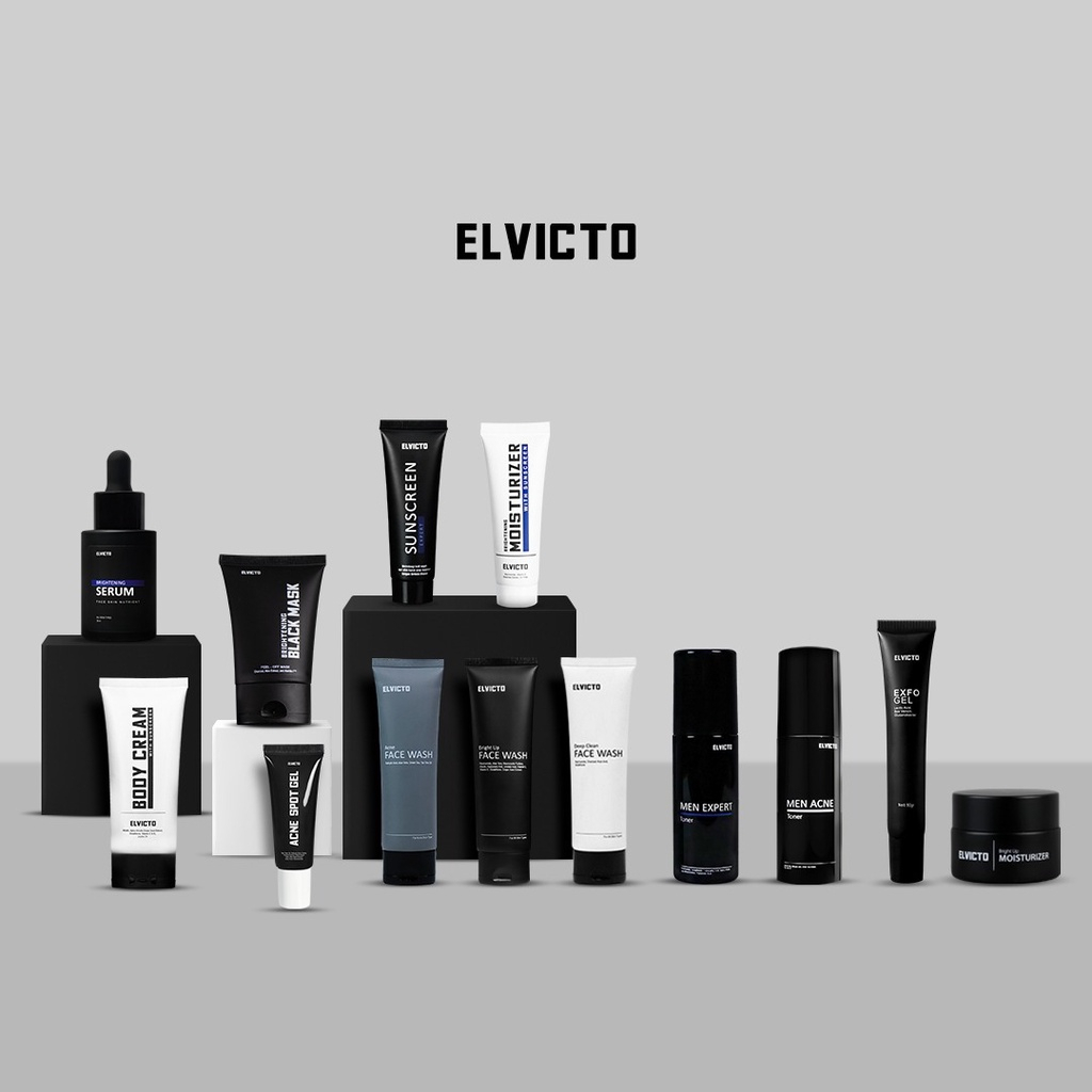 ELVICTO Skincare Pria | Perawatan Wajah Pria | Serum - Moistrurizer- Facial Wash - Toner