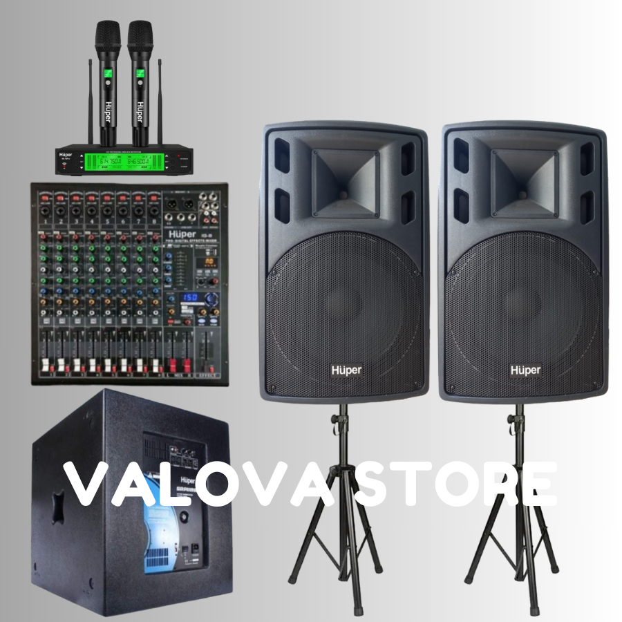 Paket 1 soundsystem Huper 15HA400 + Sub SRP118SE + Huper IG8