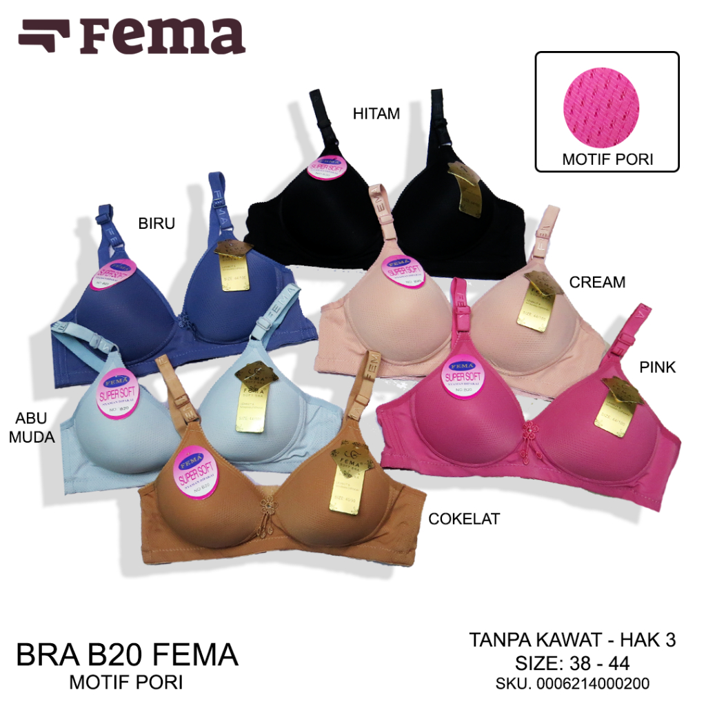 FEMA Official Shop Ecer 1 pcs Bh Bra B20 Hak 3 Full Pori Jumbo Import
