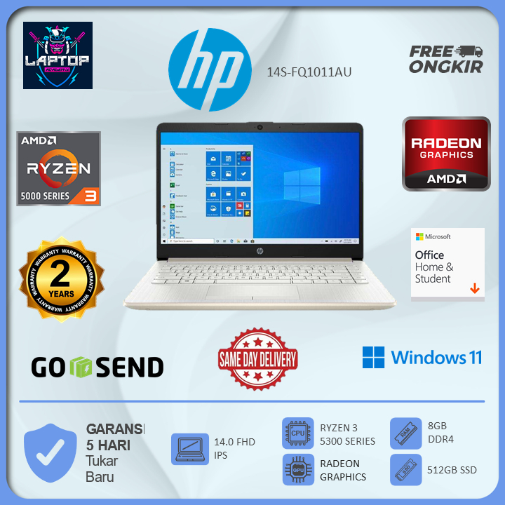 HP 14 RYZEN 3 5300 8GB 512GB W11+OHS 14.0FHD IPS